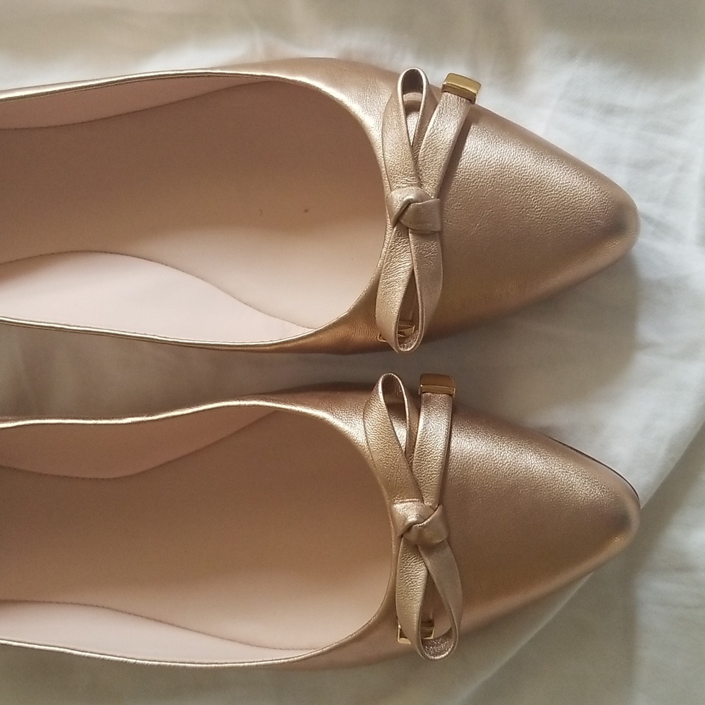 Kate Spade Bow Emma Rose Gold Flats Size 8